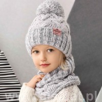 Žieminė kepurė su mova mergaitei (50-52 cm) pilkos spalvos 42-463